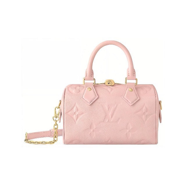 Louis Vuitton Elegant Pastel Pink Embossed Leather Top Handle Satchel Bag