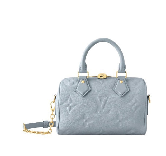Louis Vuitton Pastel Blue Embossed Leather Top Handle Crossbody Satchel