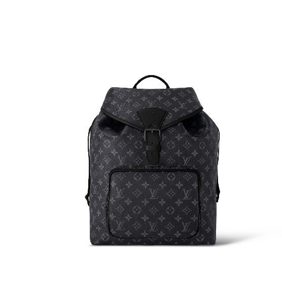Louis Vuitton Luxury Black Monogram Pattern Canvas Backpack for Men and Women