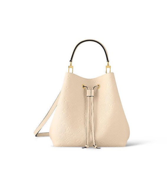 Louis Vuitton Elegant Cream Perforated Leather Drawstring Bucket Bag