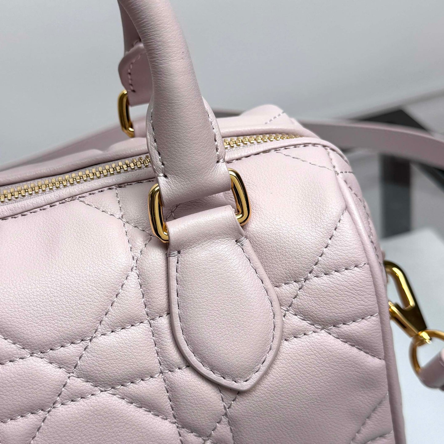 Dior Pink Quilted Leather Top Handle Crossbody Bag with Star Charm