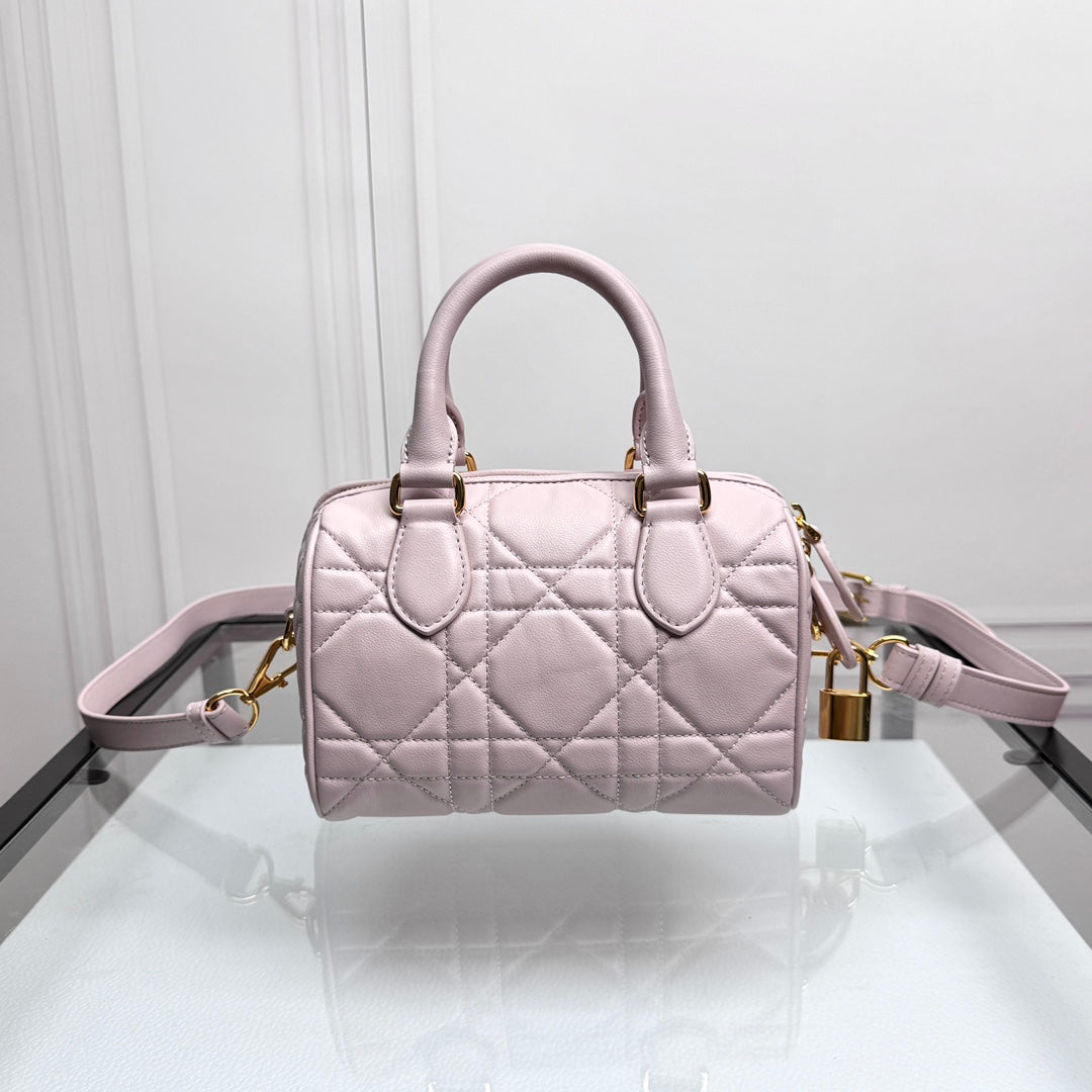 Dior Pink Quilted Leather Top Handle Crossbody Bag with Star Charm