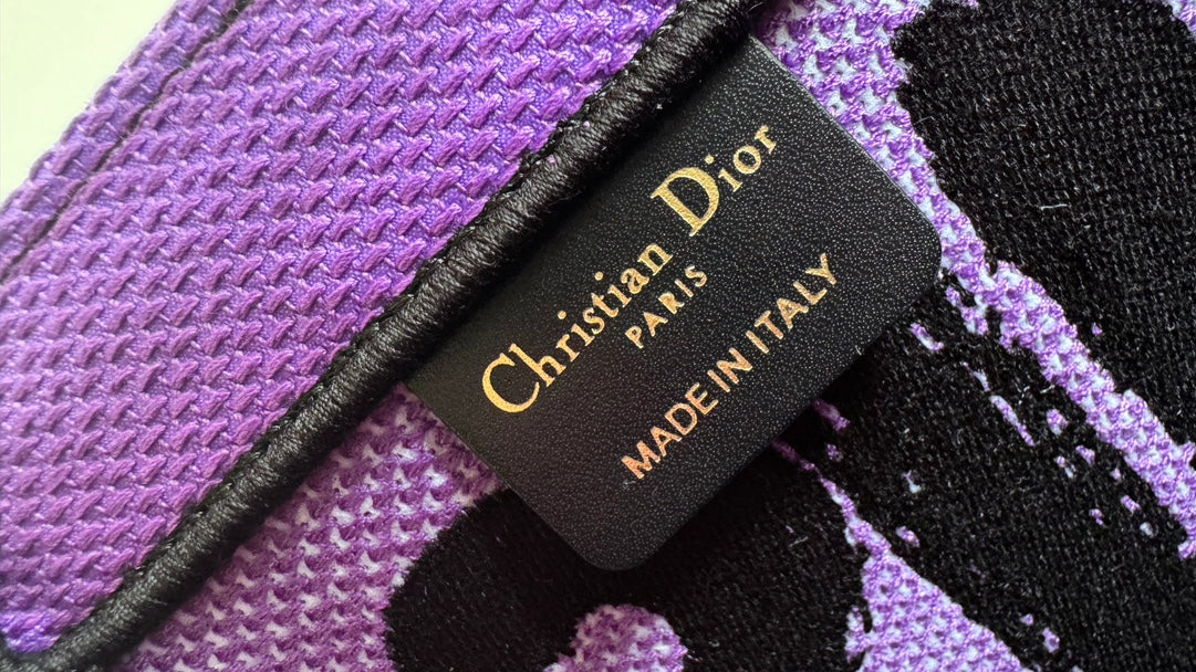 Dior Neon Pink Structured Canvas Tote Bag with Black Graffiti Print