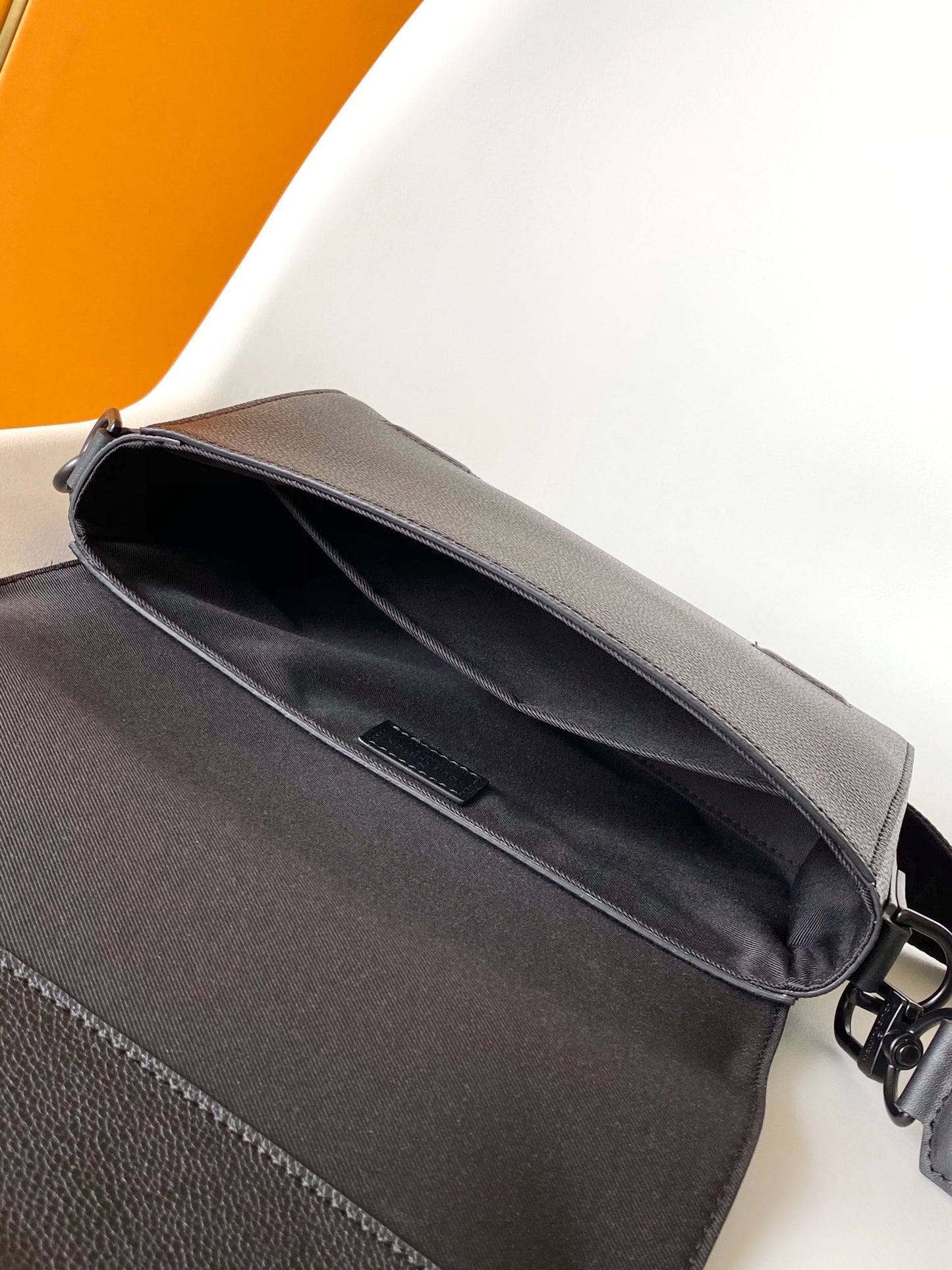 Louis Vuitton Minimalist Black Textured Leather Crossbody Shoulder Bag