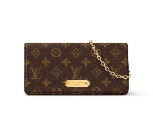 Louis Vuitton Classic Monogram Canvas Chain Wallet Crossbody Clutch Bag