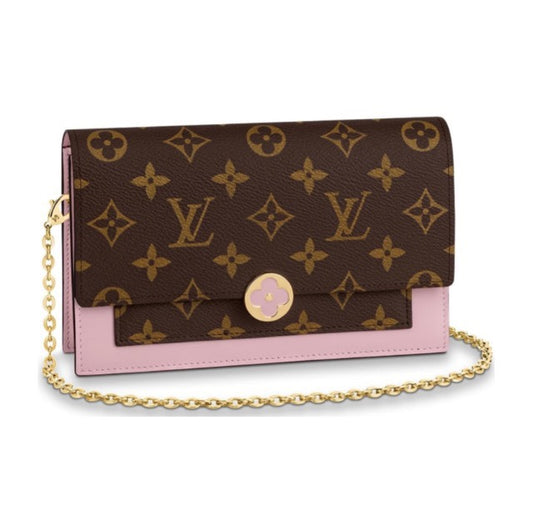 Louis Vuitton Pallas Wallet on Chain Monogram Canvas & Rose Ballerine Pink