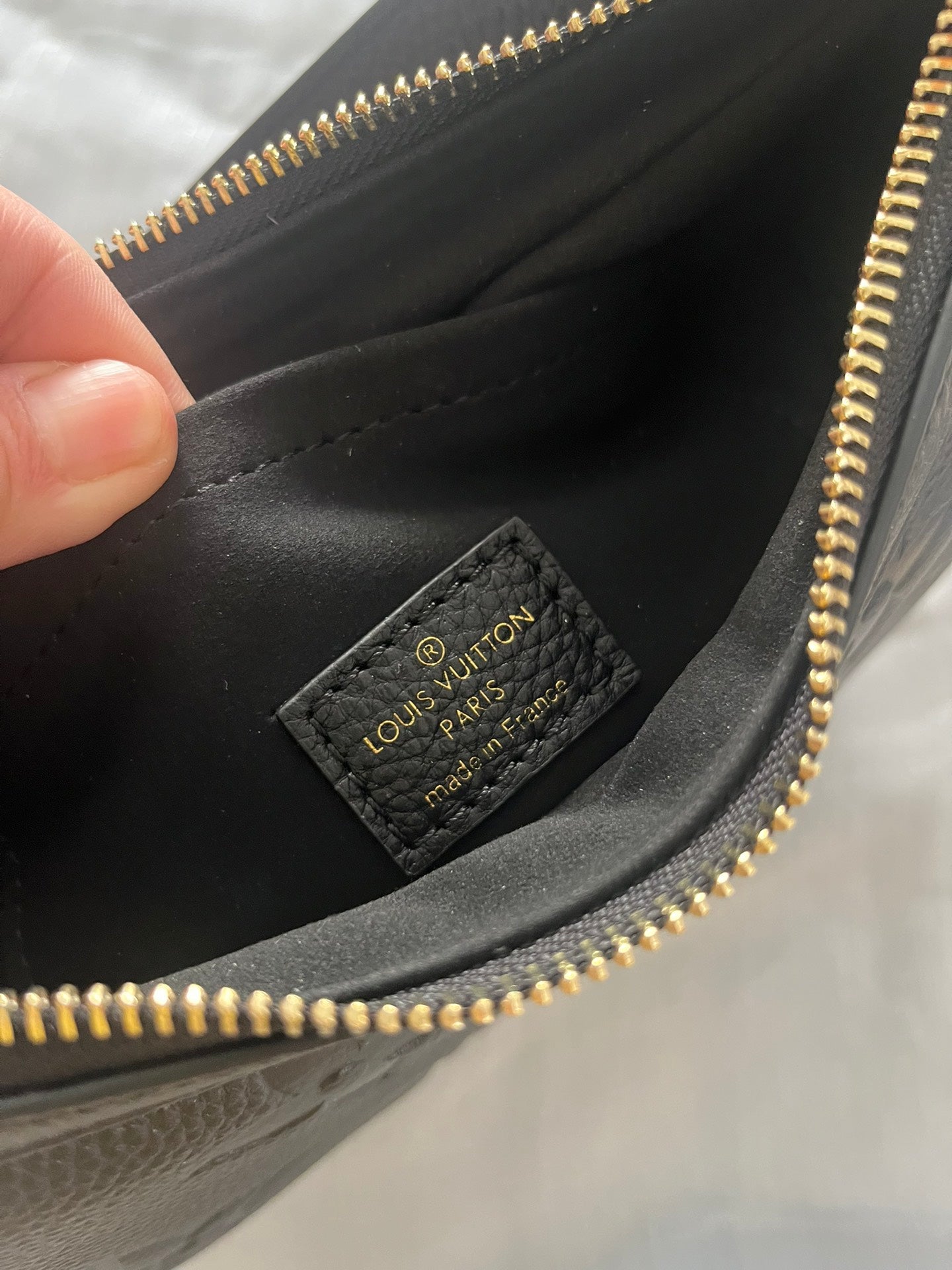 Louis Vuitton Black Embossed Leather Crescent Hobo Shoulder Bag with Gold Hardware
