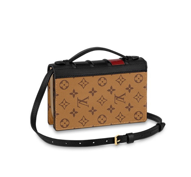 Louis Vuitton Brown Monogram Canvas Box Clutch Crossbody Bag with Strap