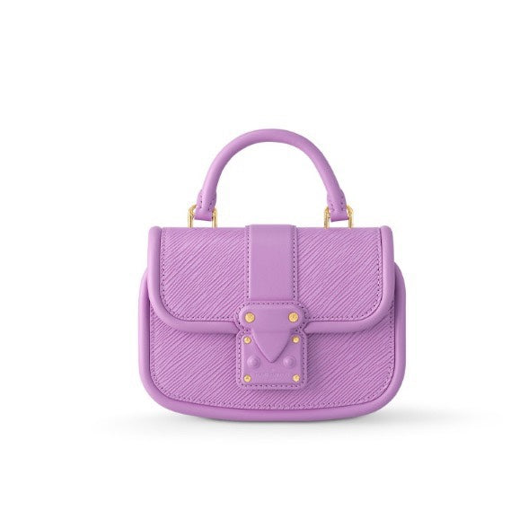 Louis Vuitton Elegant Purple Textured Leather Mini Top Handle Crossbody Bag