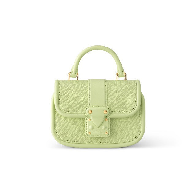 Louis Vuitton Pastel Lime Green Leather Mini Top Handle Handbag with Gold Lock