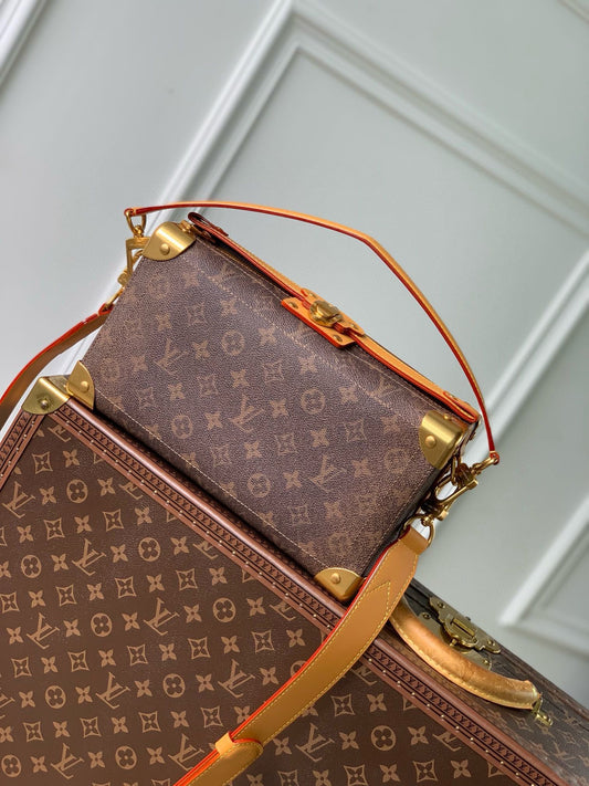 Louis Vuitton Vintage Monogram Box Shoulder Bag with Gold Corner Hardware