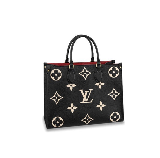 Louis Vuitton Luxury Black Leather Monogram Pattern Shoulder Tote Bag