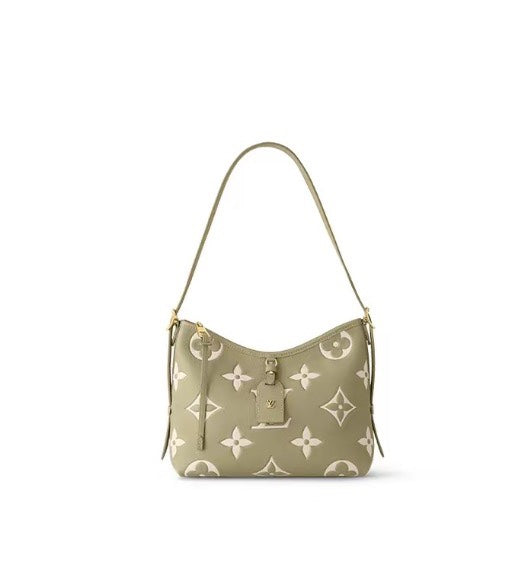 Louis Vuitton Elegant Sage Green Floral Monogram Leather Shoulder Bag