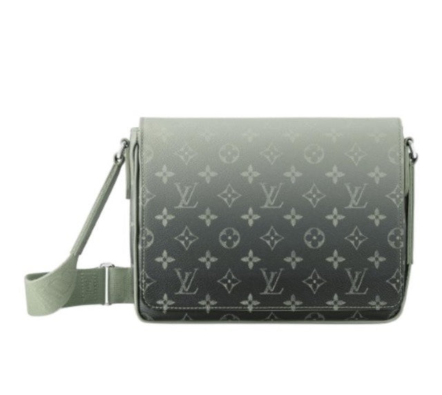 Louis Vuitton Sage Grey Ombre Monogram Crossbody Flap Messenger Bag