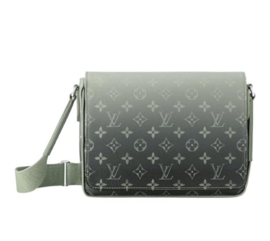 Louis Vuitton Sage Grey Ombre Monogram Crossbody Flap Messenger Bag