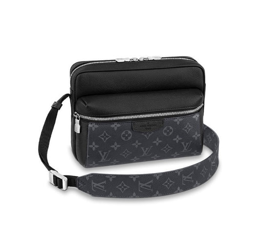 Louis Vuitton Luxury Black Monogram Canvas Crossbody Messenger Bag for Men