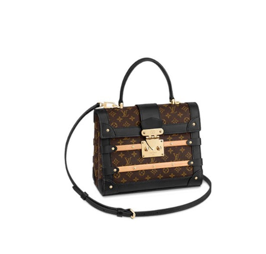 Louis Vuitton Luxury Monogram Canvas Top Handle Bag with Gold Trunk Lock