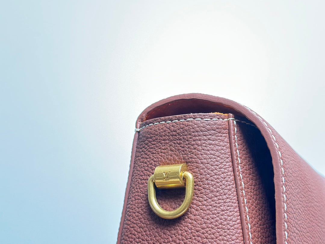 Louis Vuitton Classic Dusty Rose Leather Top Handle Crossbody Bag with Gold Clasp