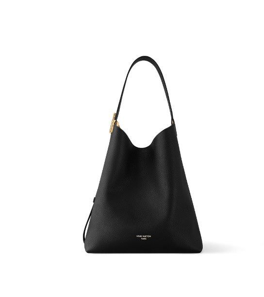 Louis Vuitton Minimalist Black Leather Slouchy Hobo Shoulder Bag
