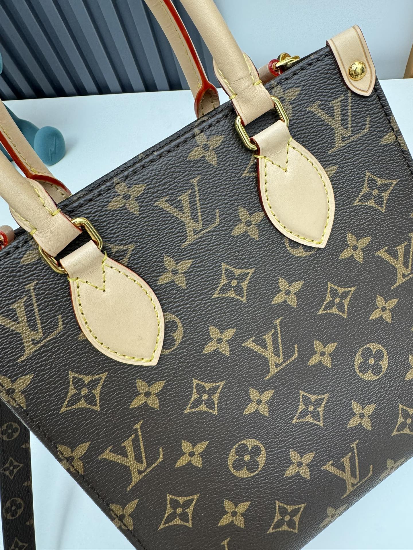 Louis Vuitton Vintage Brown Monogram Tote Bag with Top Handles and Crossbody Strap