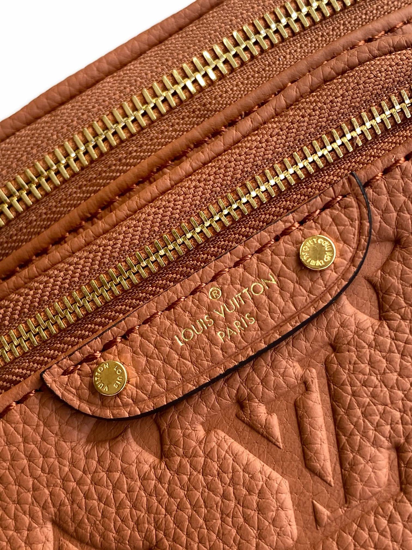 Louis Vuitton Brown Embossed Leather Crossbody Shoulder Bag with Gold Chain