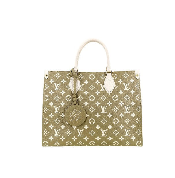 Louis Vuitton Classic Khaki Monogram Print Leather Tote Bag with Top Handles