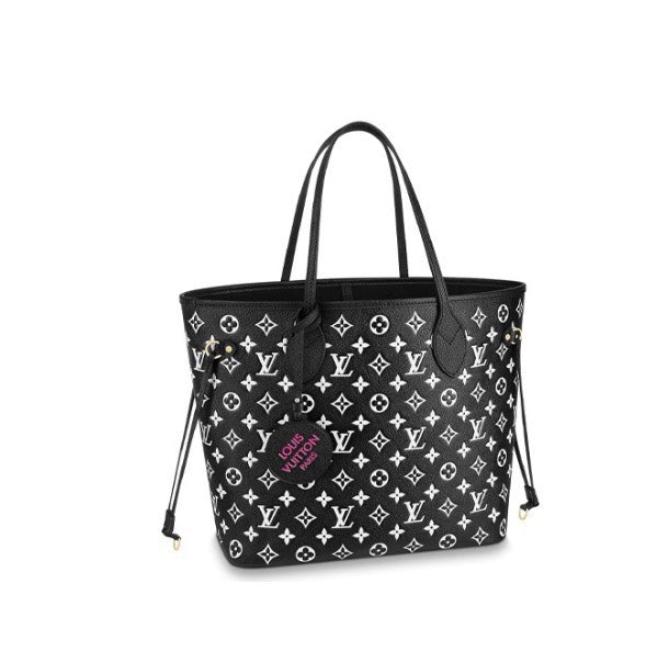 Louis Vuitton Black and White Monogram Print Leather Tote Bag Classic Shoulder Purse