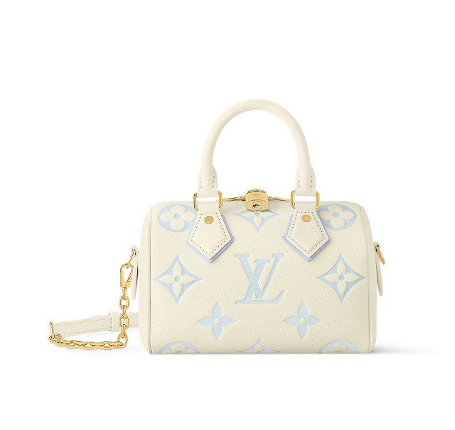 Louis Vuitton Nano Speedy Monogram Empreinte Leather Cream/Blue
