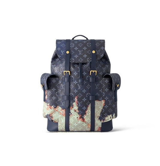 Louis Vuitton Navy Monogram Pattern Backpack with Bleached Watercolor Detail