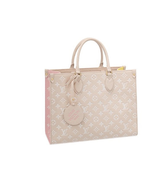 Louis Vuitton Pastel Pink Embossed Monogram Leather Tote Bag with Top Handles