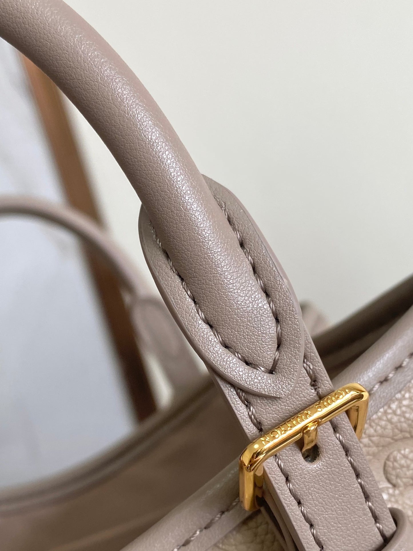 Louis Vuitton Taupe Embossed Leather Top Handle Handbag with Buckle Straps