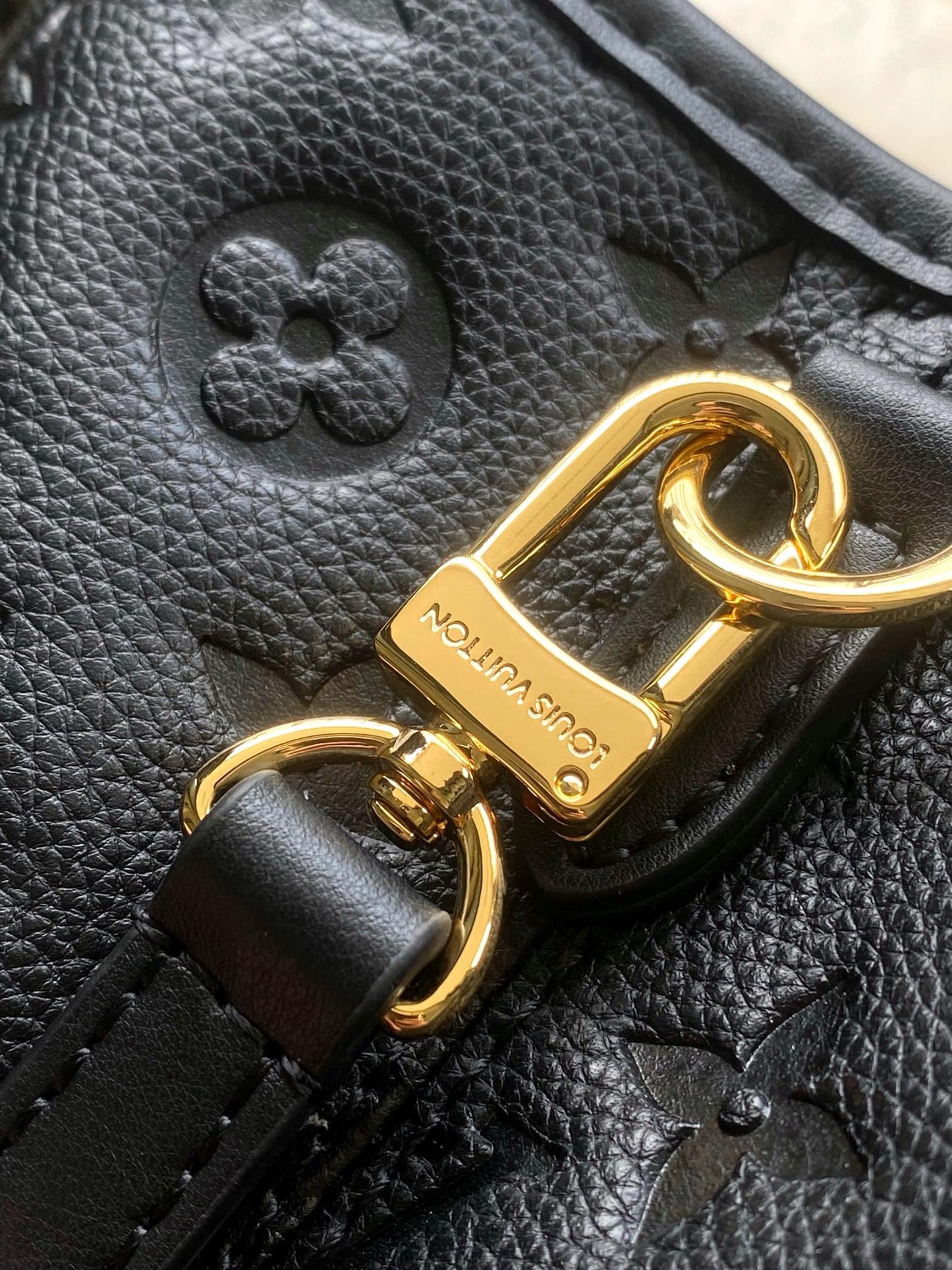 Louis Vuitton Black Embossed Textured Leather Top Handle Tote Handbag