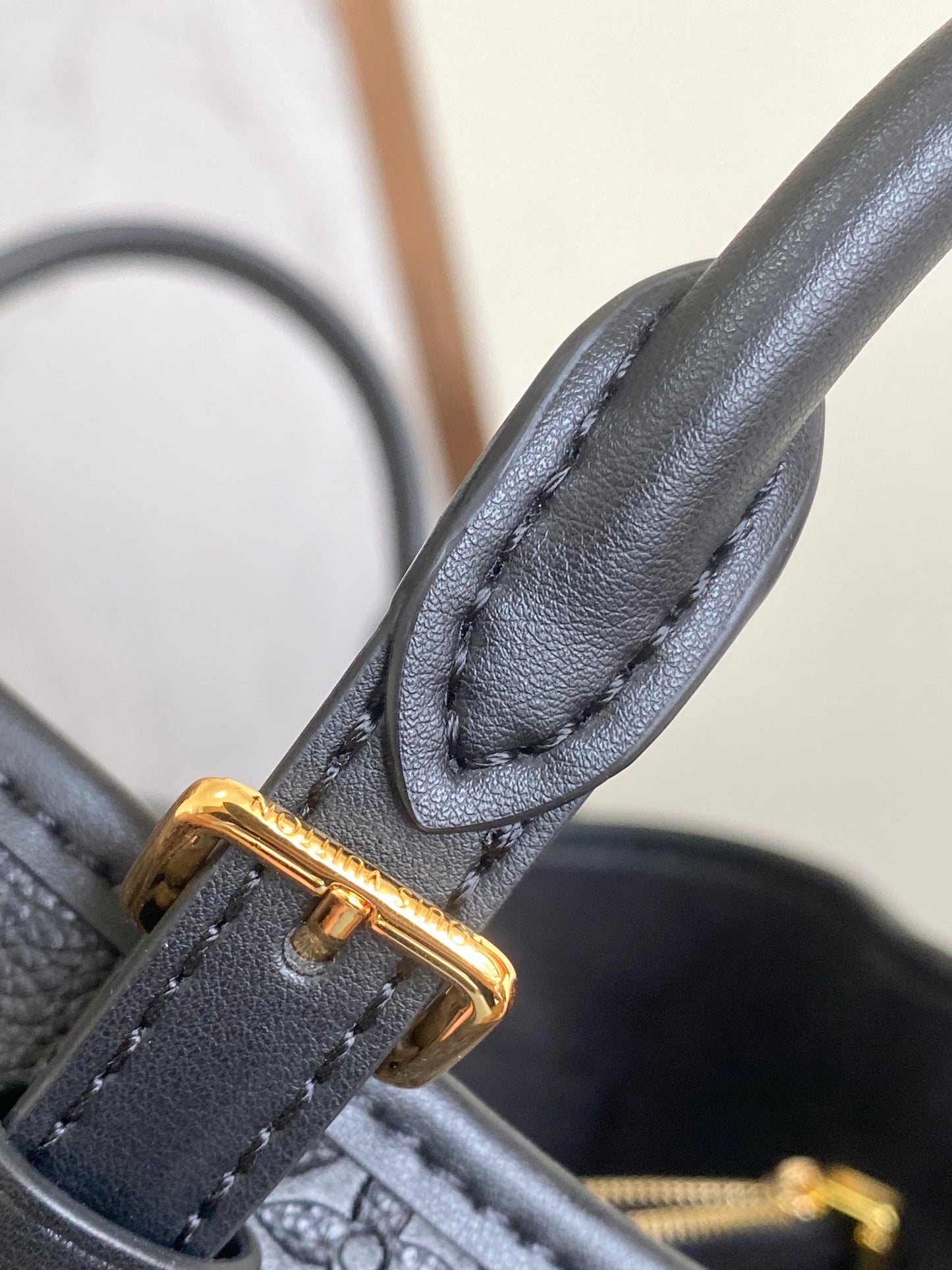 Louis Vuitton Black Embossed Textured Leather Top Handle Tote Handbag
