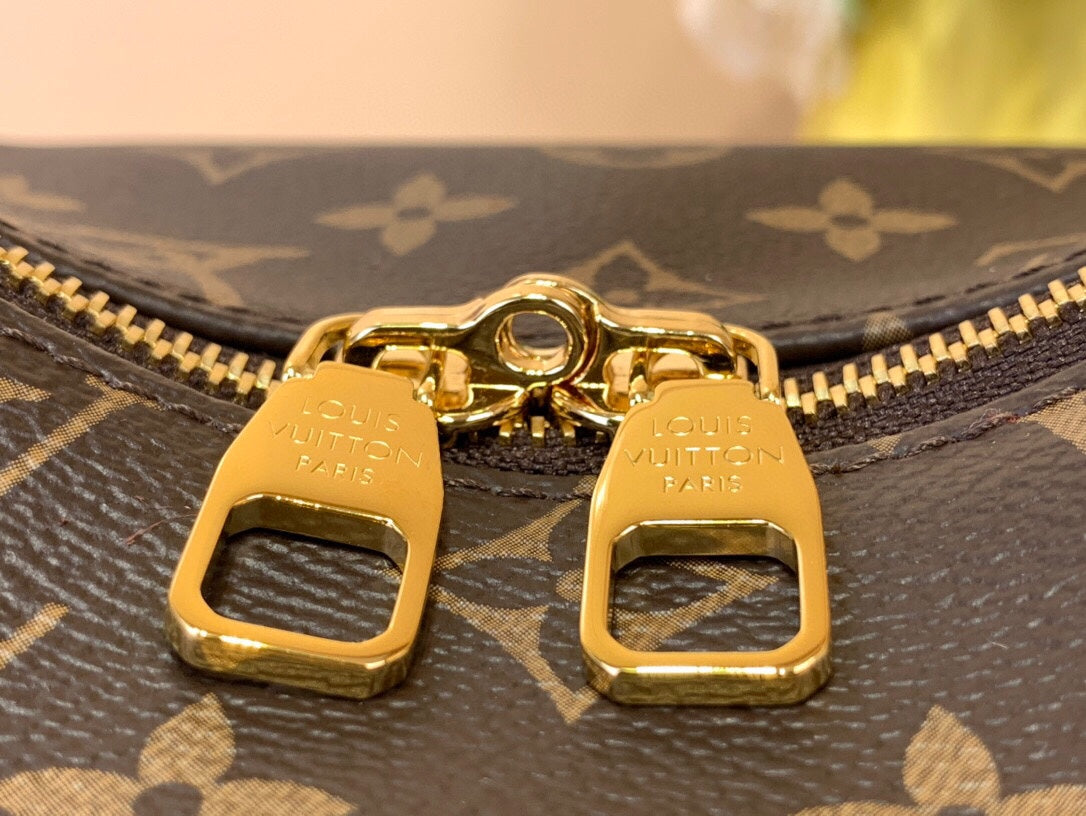 Louis Vuitton Classic Brown Monogram Crescent Shoulder Bag with Gold Hardware