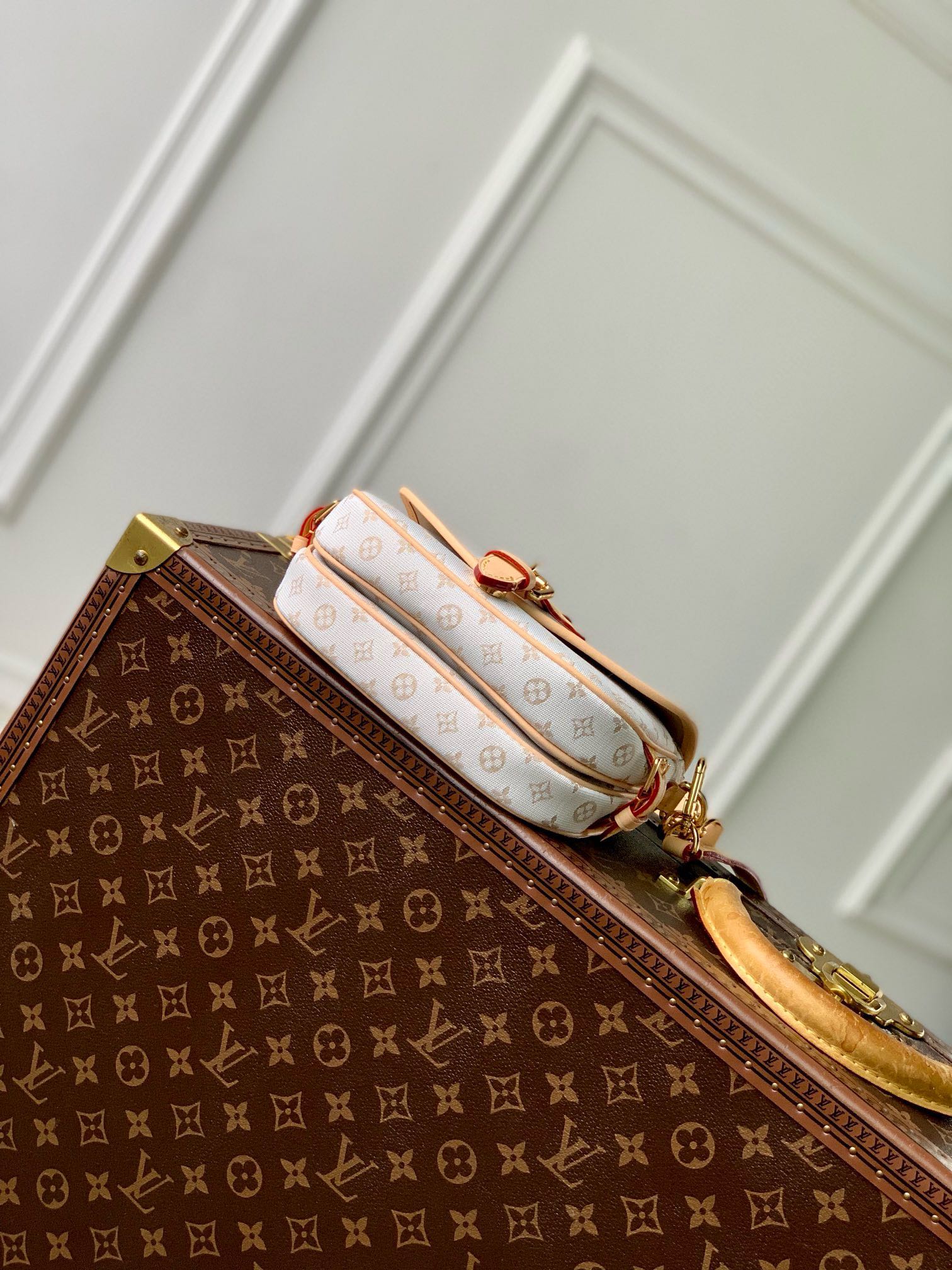 Louis Vuitton Luxury Monogram Canvas Crossbody Satchel Bag with Leather Trim