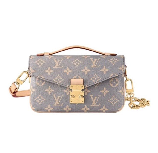 Louis Vuitton Grey Monogram Crossbody Shoulder Bag with Gold Chain Strap