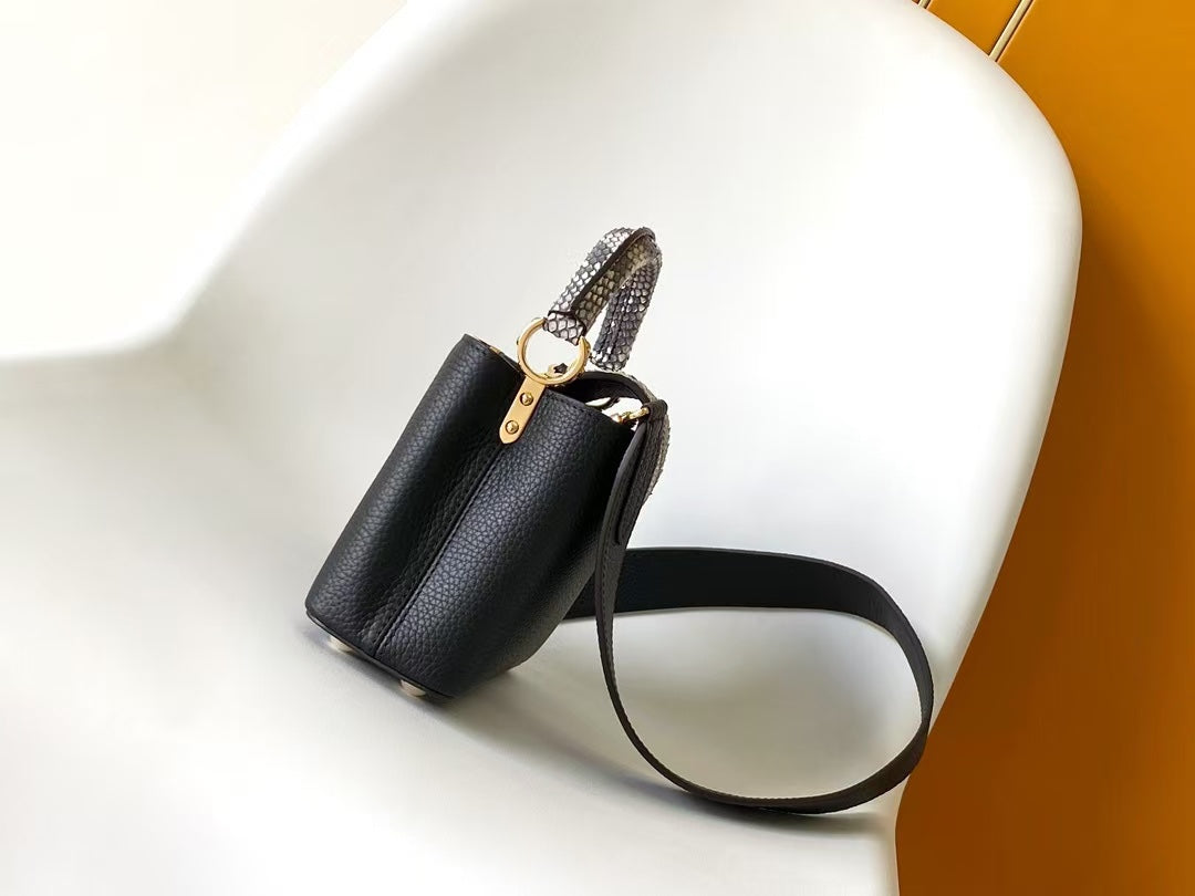 Louis Vuitton Capucines Mini Handbag - Black Taurillon Leather &amp; Python Skin