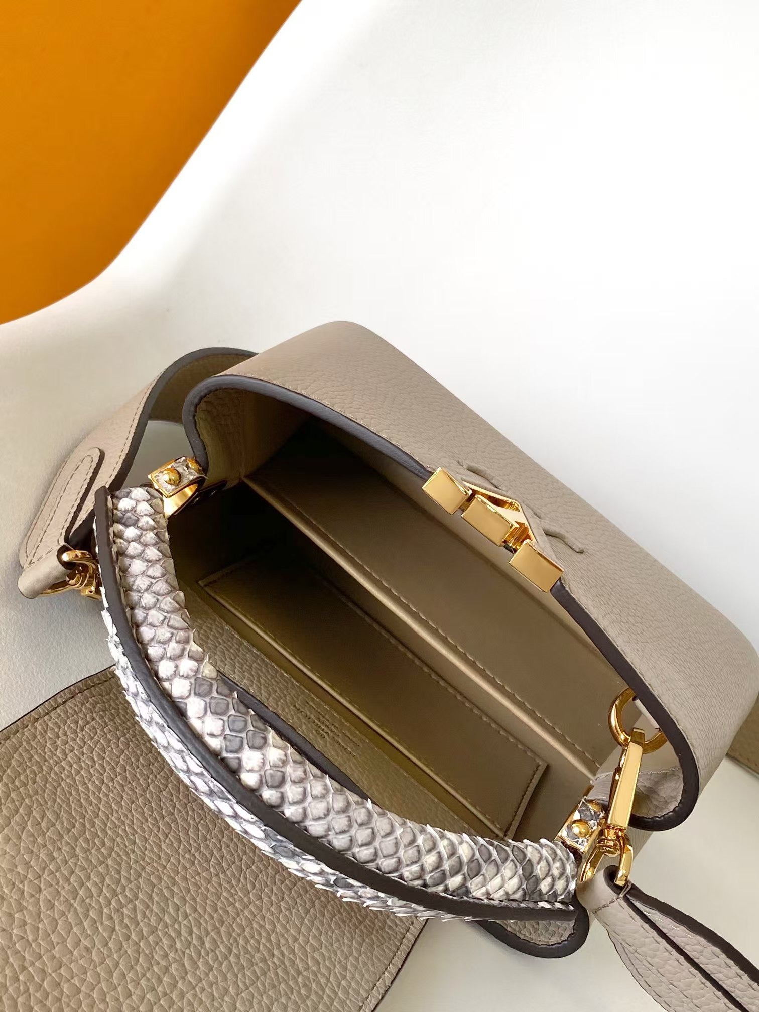 Louis Vuitton Capucines Mini Handbag - Galet Taurillon Leather & Python