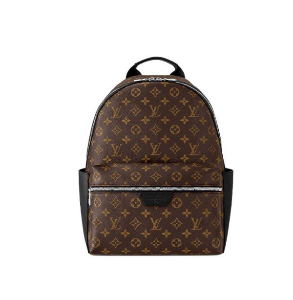 Louis Vuitton Luxury Brown Monogram Pattern Canvas Backpack with Black Leather Trim