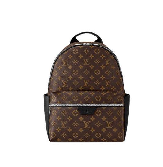 Louis Vuitton Luxury Brown Monogram Pattern Canvas Backpack with Black Leather Trim