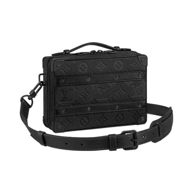 Louis Vuitton Luxury Matte Black Monogram Embossed Trunk Crossbody Bag