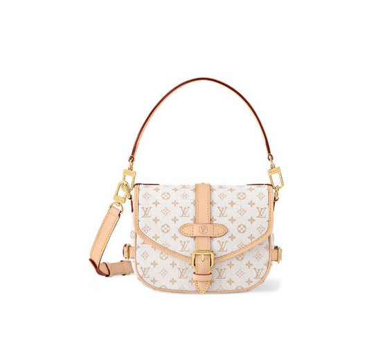 Louis Vuitton Luxury Monogram Canvas Crossbody Satchel Bag with Leather Trim