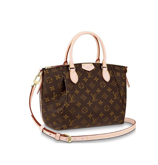 Louis Vuitton Brown Monogram Pattern Canvas Handbag with Leather Strap