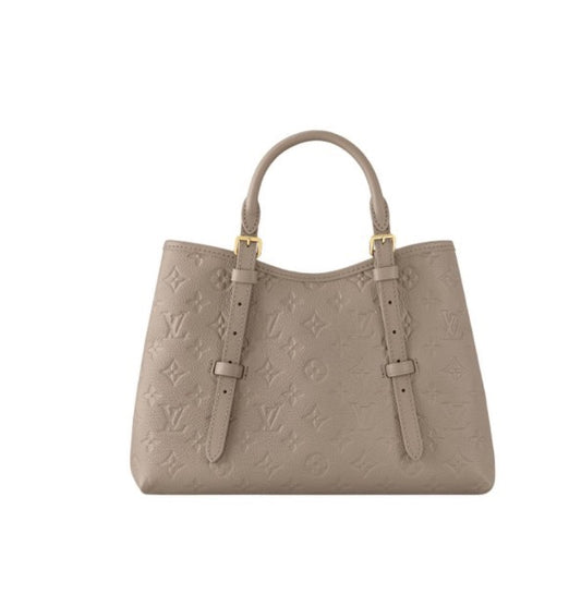 Louis Vuitton Taupe Embossed Leather Top Handle Handbag with Buckle Straps