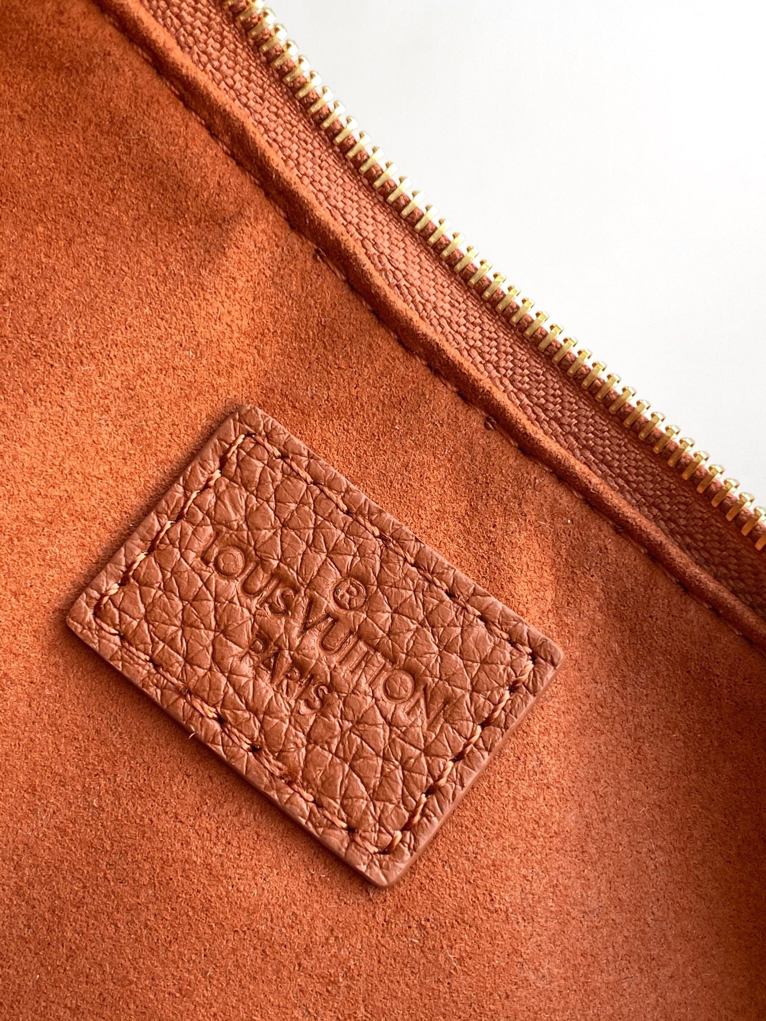 Louis Vuitton Brown Embossed Leather Shoulder Bag with Gold Chain Strap
