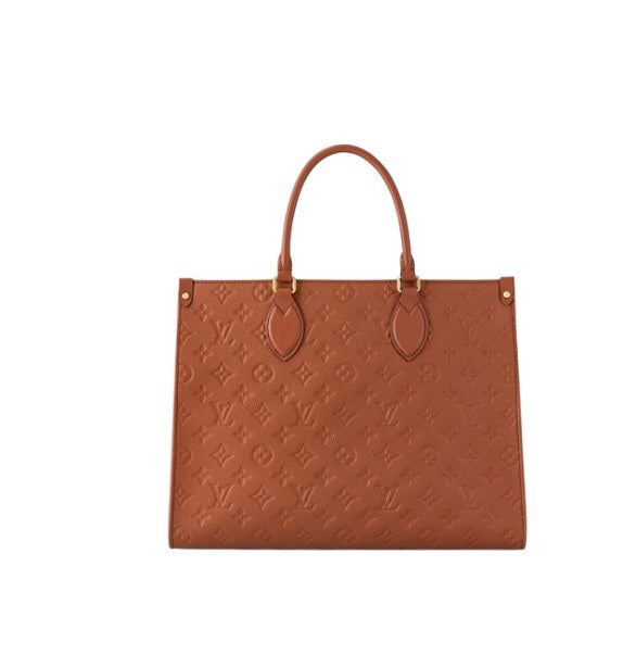 Louis Vuitton Cognac Brown Embossed Leather Large Tote Bag with Top Handles