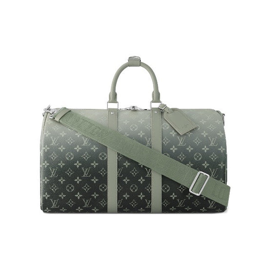 Louis Vuitton Luxury Green Ombre Monogram Travel Duffle Bag with Shoulder Strap