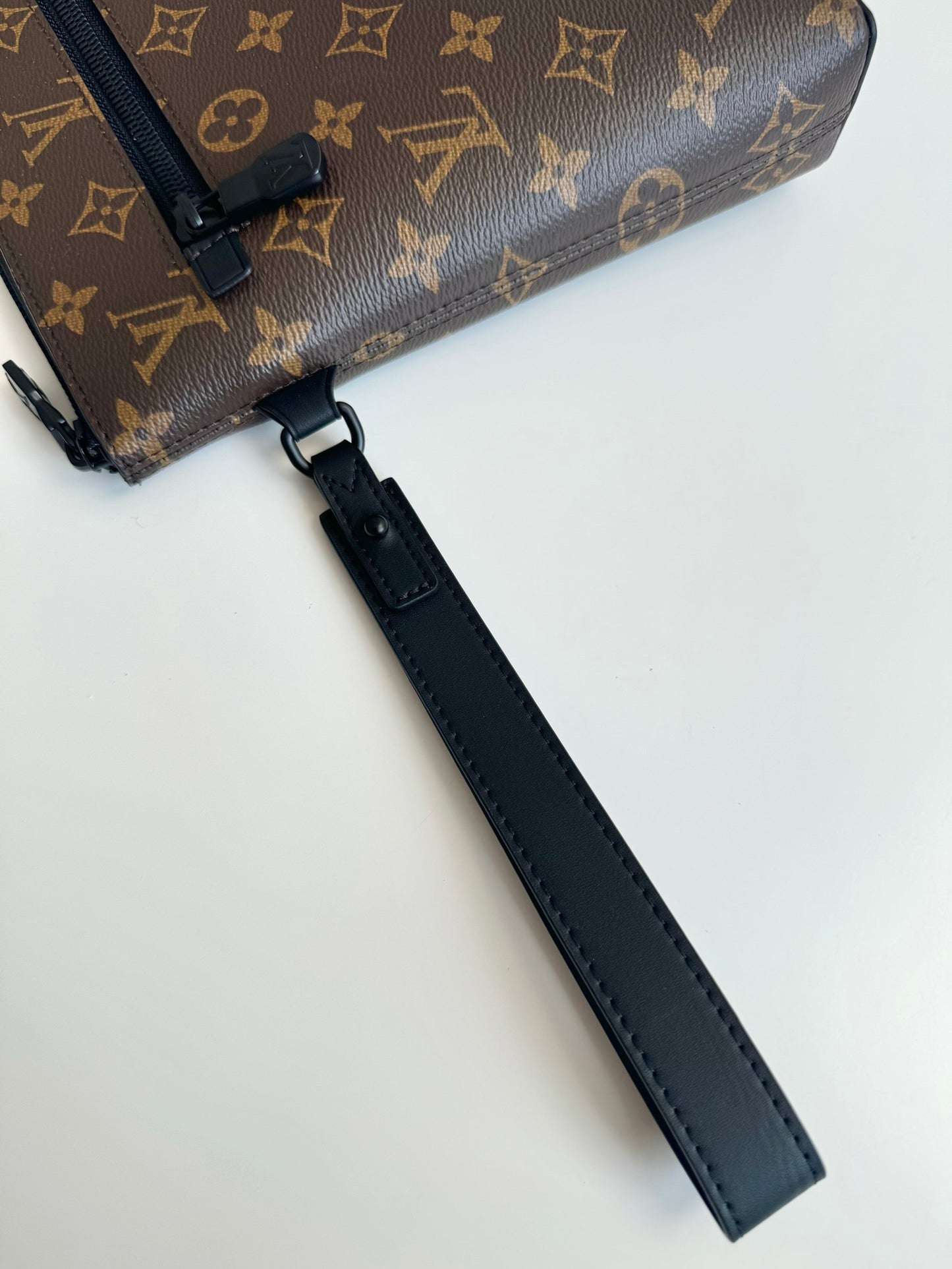 Louis Vuitton Unisex Brown Monogram Canvas Clutch Pouch with Wristlet Strap