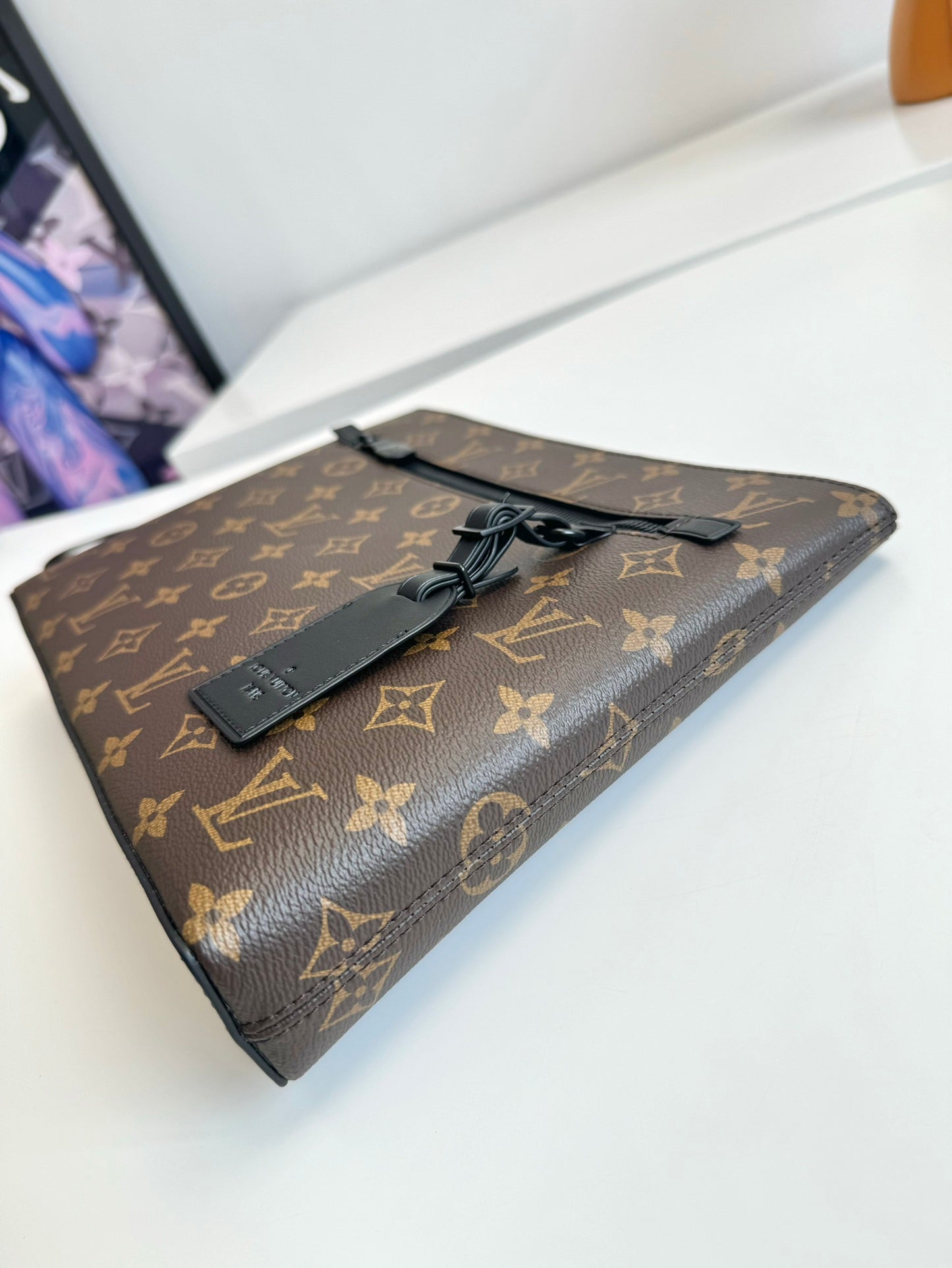 Louis Vuitton Unisex Brown Monogram Canvas Clutch Pouch with Wristlet Strap