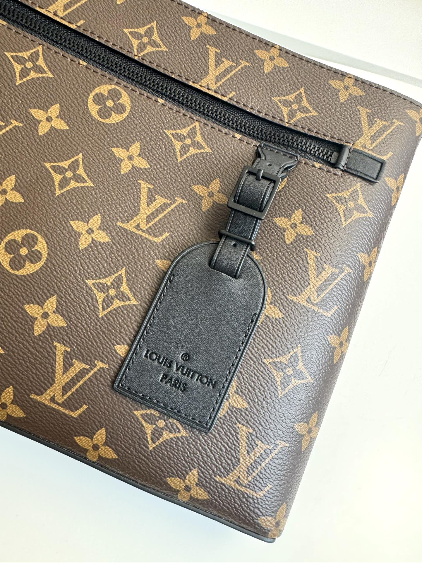 Louis Vuitton Unisex Brown Monogram Canvas Clutch Pouch with Wristlet Strap